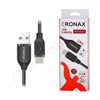 Кабель USB CRONAX Premium CR-01t (2A - 1 м.) резиновый (разъём Type-C, цвет черный, в коробочке)
