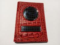 Обложка "Кайман" с металлическими вставками в комплекте с линзами, цвет красный