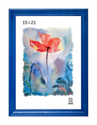 Фоторамка деревянная №1524, 15х21, Синий, Zebra